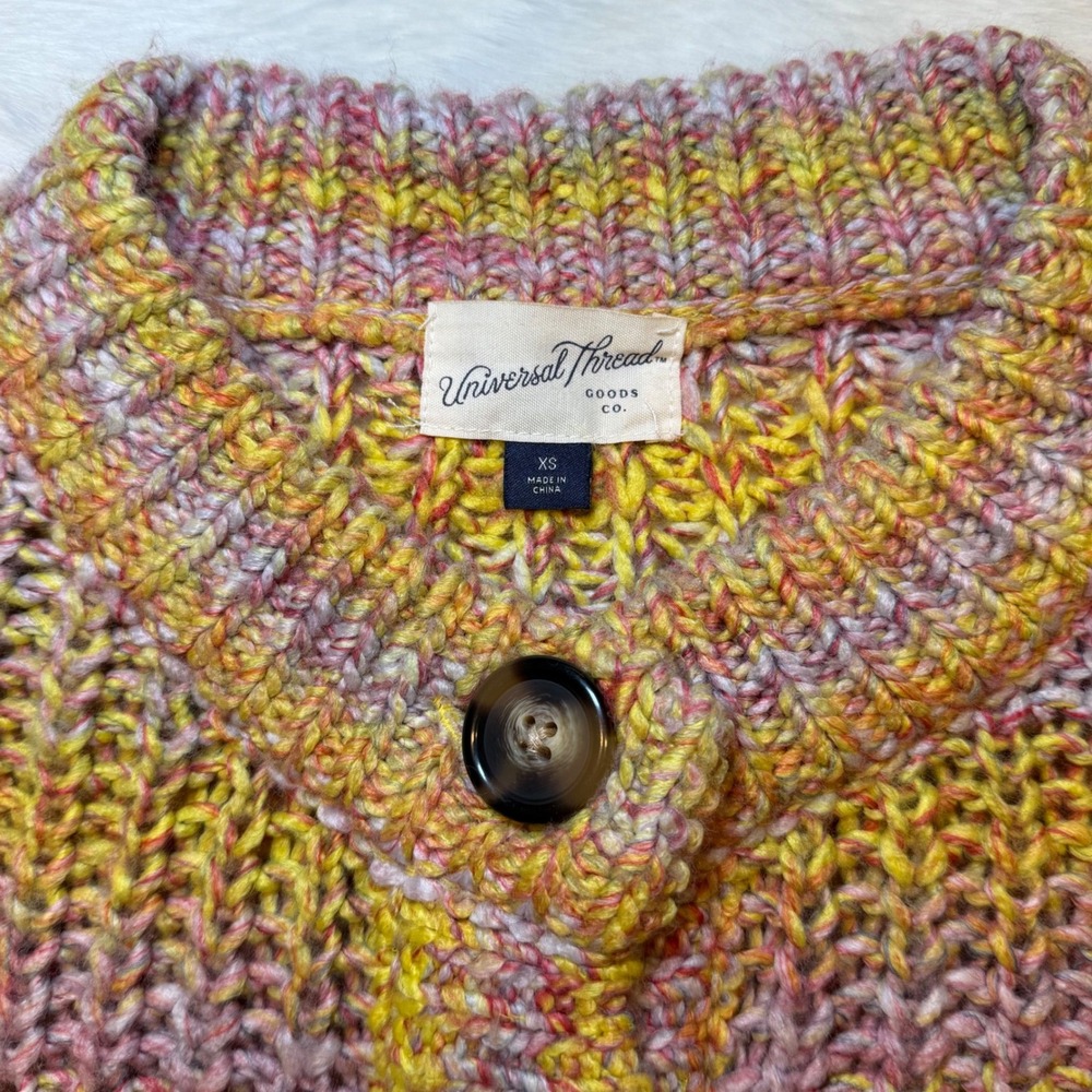 Universal thread multi-color knit button front ca… - image 2